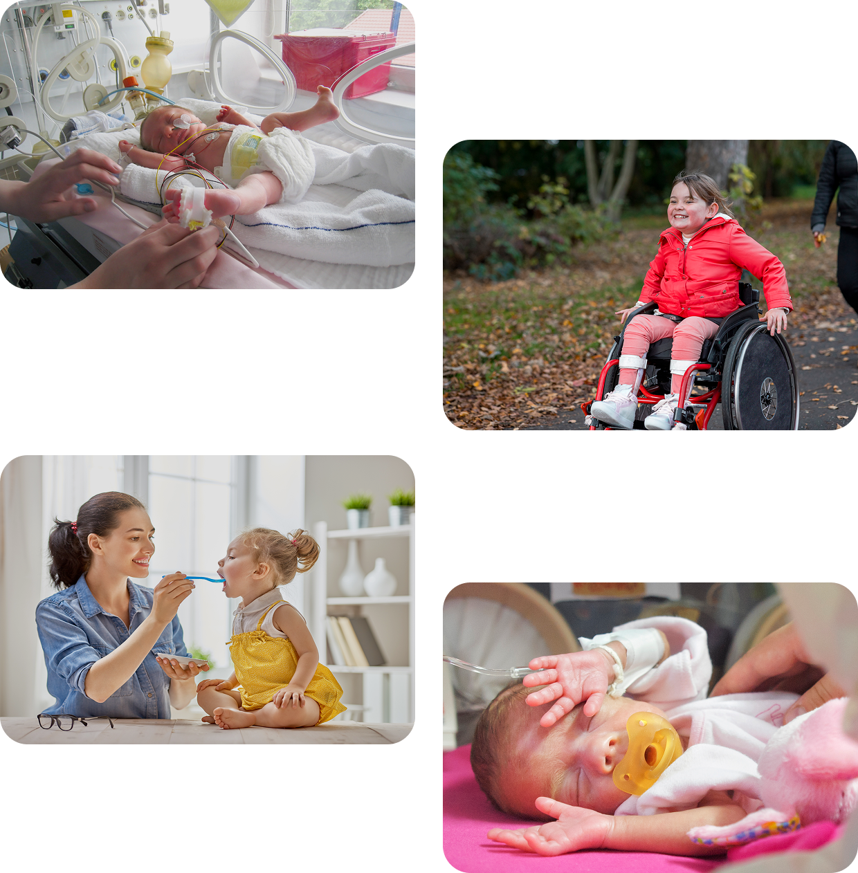 Babies and children in various life stages.